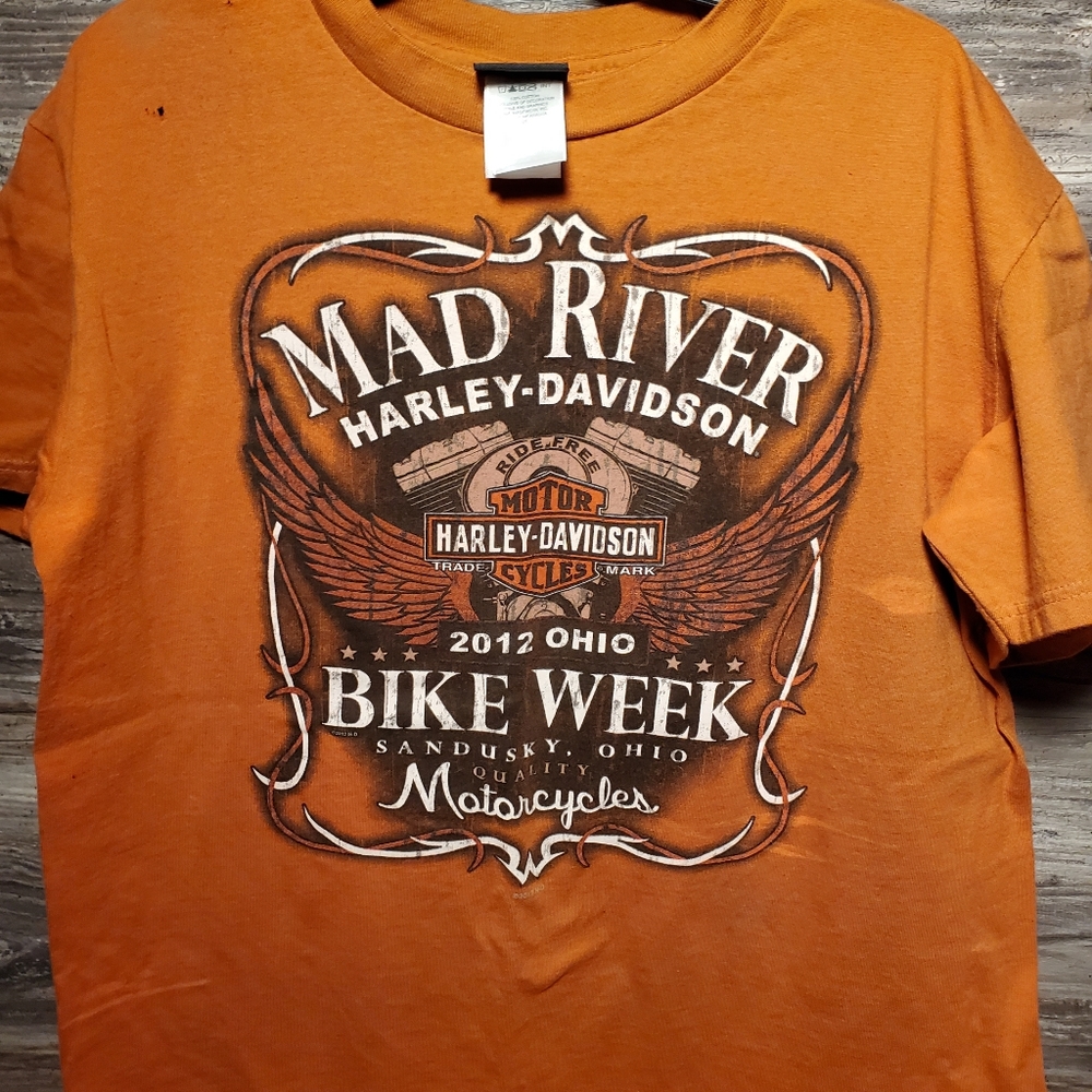Harley Davidson 2012 Ohio Bike Week  Graphic T-Shirt Men's Size Large Distressed